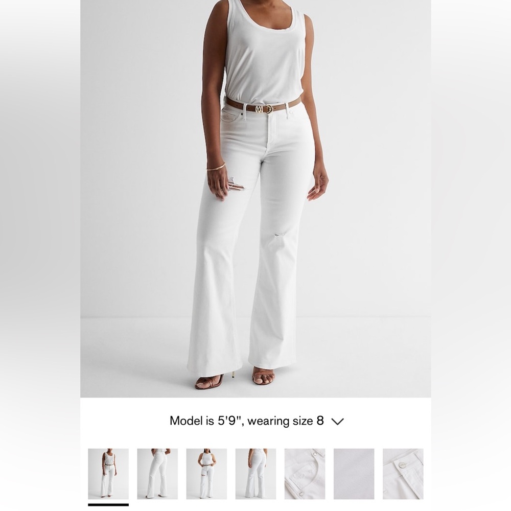 Express 70’s Flare Mid Rise Jeans | NWT | white | Size 8 R